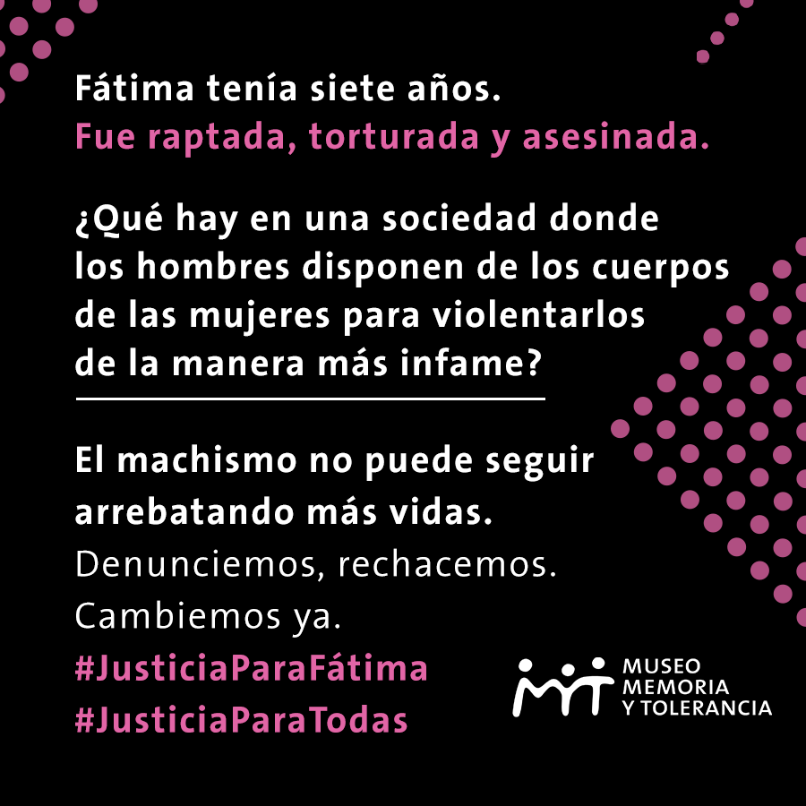 MuseoMyT's tweet photo. El feminicidio de Fátima es una historia que se repite al menos 10 veces al día en nuestro país. ¿Quién podría pensar que es un caso aislado más? ¿Quién podría pensar que los feminicidios no son una emergencia nacional? #JusticiaParaFátima #NiUnaMenos https://t.co/dnDCNnYkPq