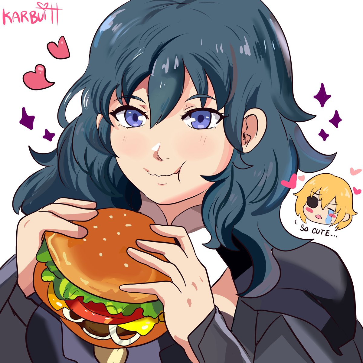 Karbuitt's tweet image. Byleth &amp;amp; Burger 🍔
#FireEmblemThreeHouses