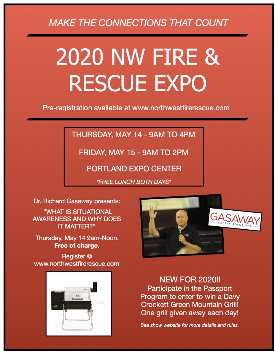 2020 NW Fire &amp; Rescue Expo coming up soon!  Come see us at the Portland Expo Center on May 14 &amp; 15!