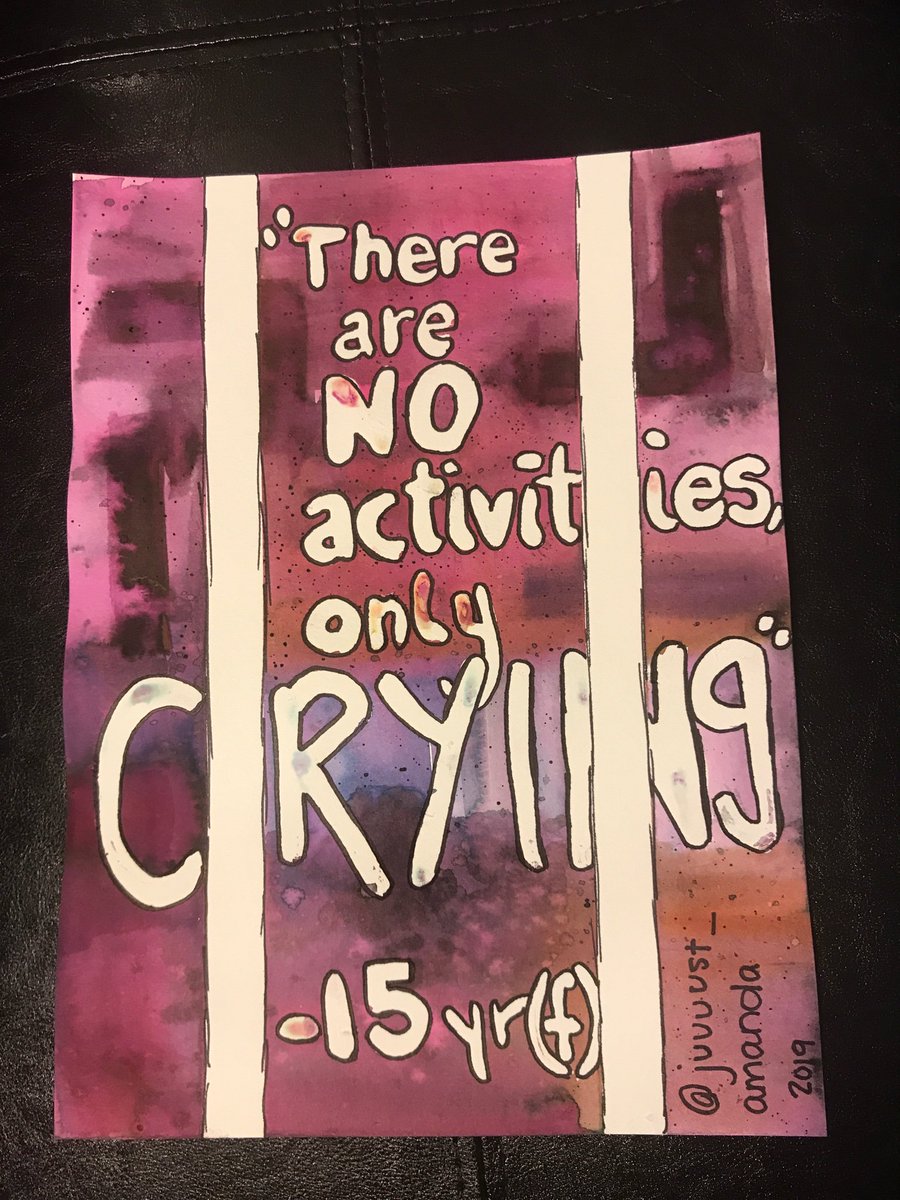Day 1: “There are no activities, only crying.” -15 year old detained in Texas https://nomorekidsincages.wordpress.com/2019/10/03/day-1-july-18-2019/ https://www.instagram.com/p/B0O3Rl8hGfR/  https://www.facebook.com/nomorekidsincages/photos/a.109074520473670/109074403807015/?type=3&theater