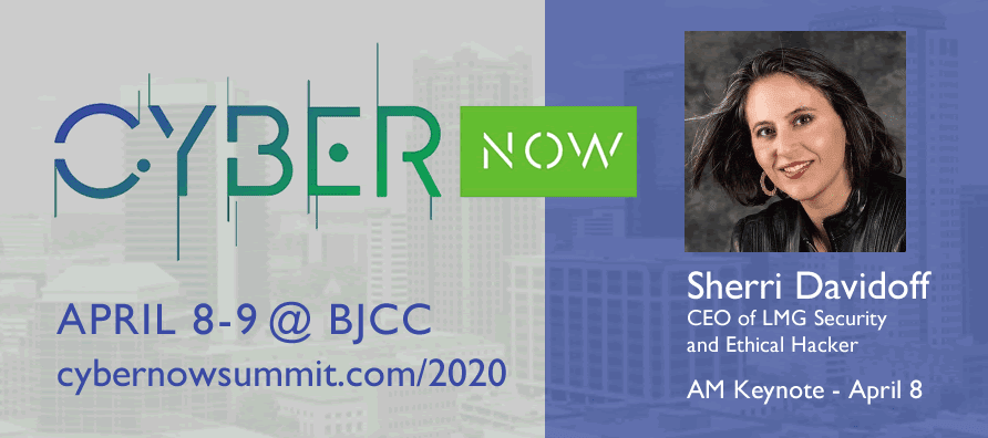 InfraGardBHM's tweet photo. This years #cybernowsummit (formerly @AlabamaCyberNow) opens with AM Keynote @SherriDavidoff, CEO of LMG Security. Register now for early bird pricing to Alabama's premier cyber conference.  https://t.co/RX3EknvfqL https://t.co/KGqjwuXm1x
