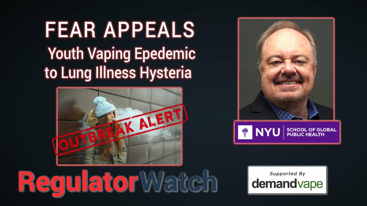 RegWatchCanada's tweet photo. Fear Appeals | Youth Vaping Epidemic to Lung Illness Hysteria | RegWatch (Live) | Published on - https://t.co/0ycTEHy1B0 #WARONVAPING #VIDEOORG #VAPINGORG #TRUMP #REGWATCHLIVE #HARMREDUCTION #Vapingsaveslives #Harmreduction #vape #vaping #VapeUK #ecig https://t.co/cQUAA4YeNa