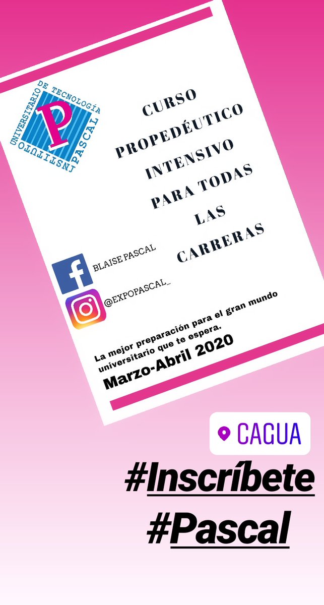 iutepascal_'s tweet photo. ¡ATENCIÓN! 👀
El Instituto Universitario Pascal abre sus Inscripciones para el curso Preuniversitario en todas las carreras. 
INSCRÍBETE YA y define tu futuro.
#17Feb #FelizLunes #PascalInforma https://t.co/3IE7wIYM6y