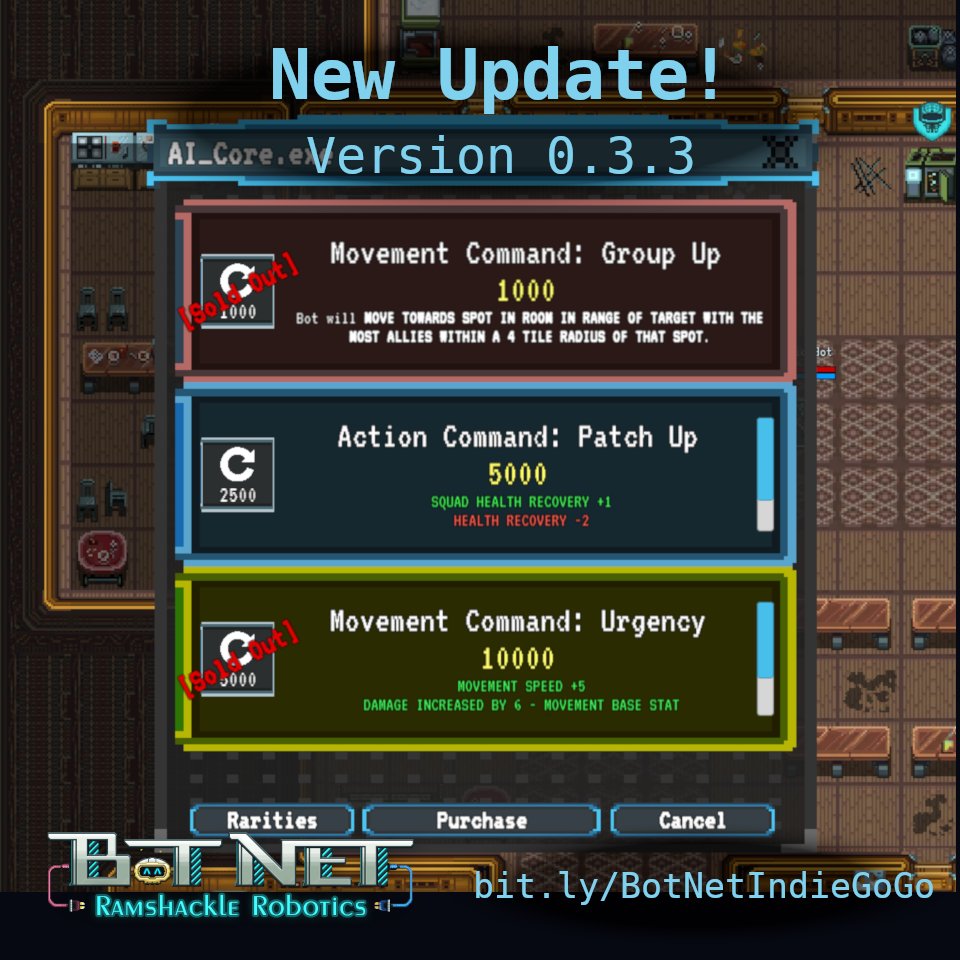 Caffeine_Ware's tweet image. The newest update is here! There&apos;s a whole bunch of quality of life and fixes, so come check out the new update on Steam!⠀⠀
⠀⠀
store.steampowered.com/app/1172350/Bo…

#strategygame #strategygames #programminggames #gamesprogramming #robotgames #turnbased #turnbasedstrategy #tacticalgames