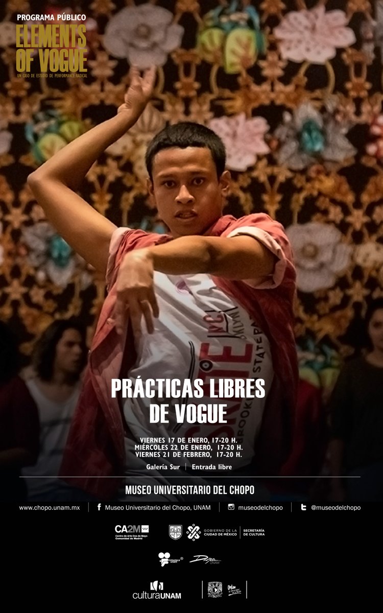 museodelchopo's tweet photo. Le recordamos a la comunidad voguera que el próximo viernes 21 de febrero tendremos
Prácticas Libres de #Vogue.
Ven a pasar la tarde vogueando en un espacio seguro.
No importa tu nivel de baile
sólo las ganas de divertirte.
Galería Sur
17:00h.
#EntradaLibre
#ElementsofVogueMX https://t.co/KBrpVx7jYV