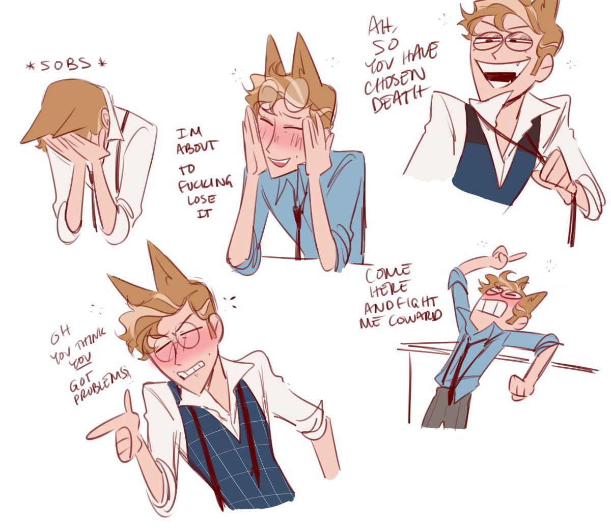 Doodles of richie being a drunk bastard ? He's a lightweight and the irritated/ cocky/sad type of drunk, so he refrains from drinking as much as possible 
#HHOC #HazbinHotelOC 