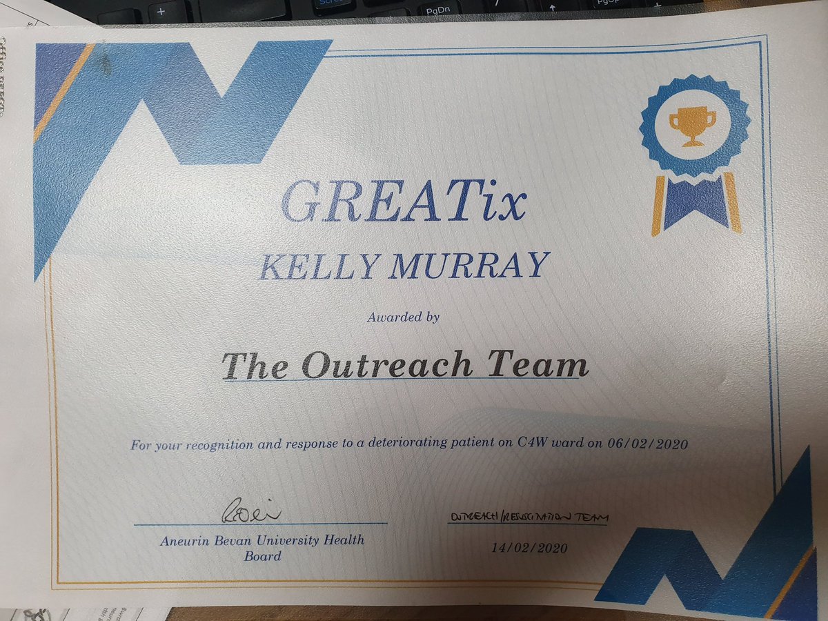 jonesnicola22's tweet photo. I'm proud to announce and to  congratulate Kelly Murray on receiving a GREATix Award.
In recognition of spotting a deteriorating patient. #AneurinBevan
#NHS @GemmaCouch1 @traceypw17 #TeamGastro💗 https://t.co/X9ppikYOaO