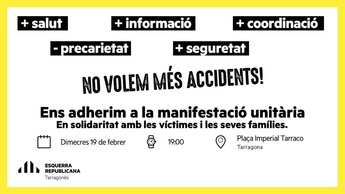 EsquerraCanonja's tweet photo. No volem més accidents! 
#VagaPetroquimica19F https://t.co/MoKK1DB3FL