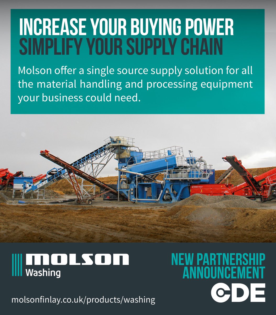 MolsonWashing's tweet image. We are pleased to confirm Molson Washing has formalised a long standing working relationship with the wet processing equipment manufacturer @cdeglobal

Read the full release here: molsonfinlay.co.uk/latest-news/cd…

#cde #molsonwashing #molsongroup #aggregate #quarry #newpartnership