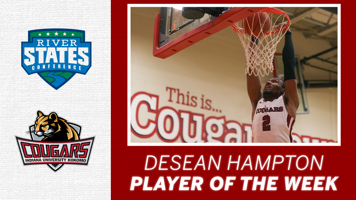 Junior forward Desean Hampton grabs his second River States Conference Player of the Week award this season 🏀🐾#IUKMBB #POWx2 #GoCougars

<a href="/RiverStatesConf/">River States Conference</a> || <a href="/NAIA/">NAIA</a> || <a href="/IUKMBB/">IU Kokomo Men’s Basketball</a>