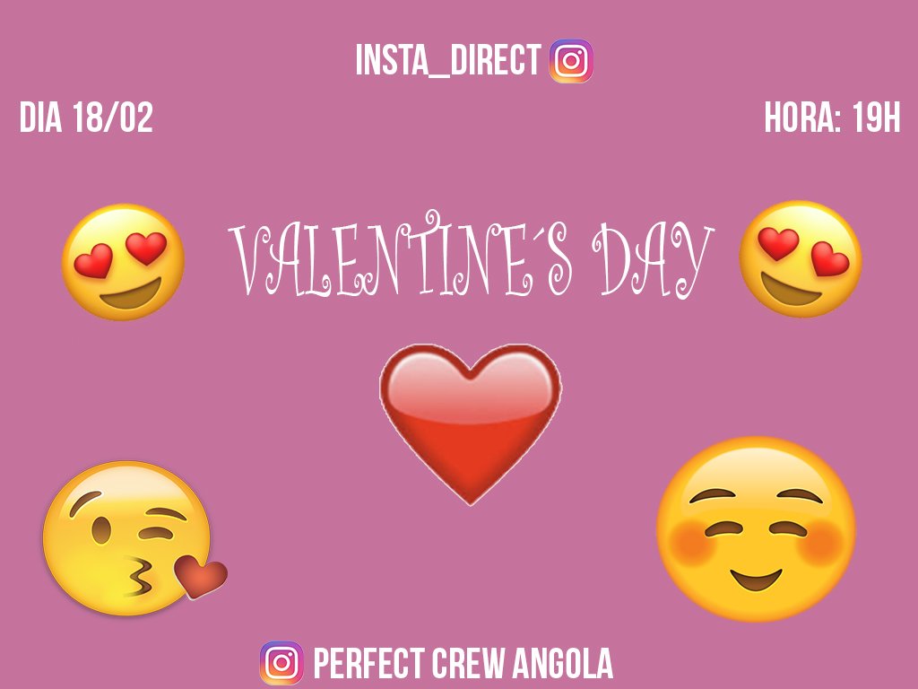 pcrewangola_'s tweet photo. Dia dos namorados é uma dia muito importante para muitos e aqui na banda a cidade fica agitada por causa do dia 14 de Fevereiro, porém muitos não sabem o que significa, vamos lá descobrir o que é o Valentine's Day com Perfect Crew... 👌🔥 #Angola
#Instagram #Direct https://t.co/05AzKSTHdg