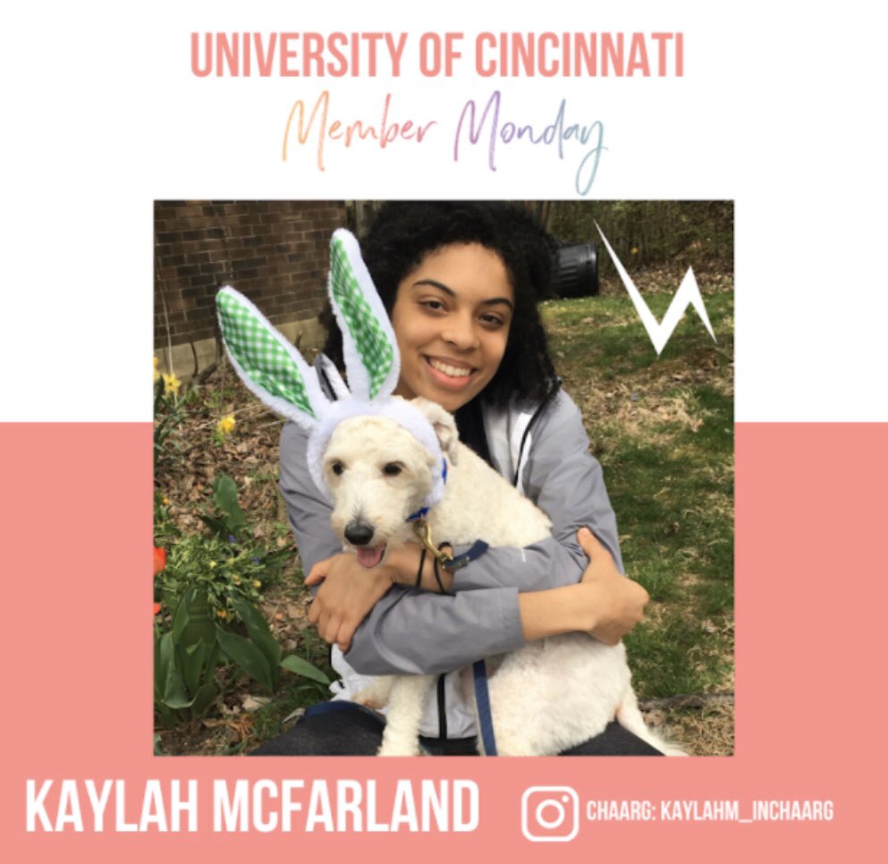 UC_CHAARG's tweet photo. this week’s #membermonday is an absolute sweetheart! 🌼 Kaylah is always so kind, spreads positivity, + truly represents what being #inchaarg is all about! we 💛 her! https://t.co/R6CNEVxAeP