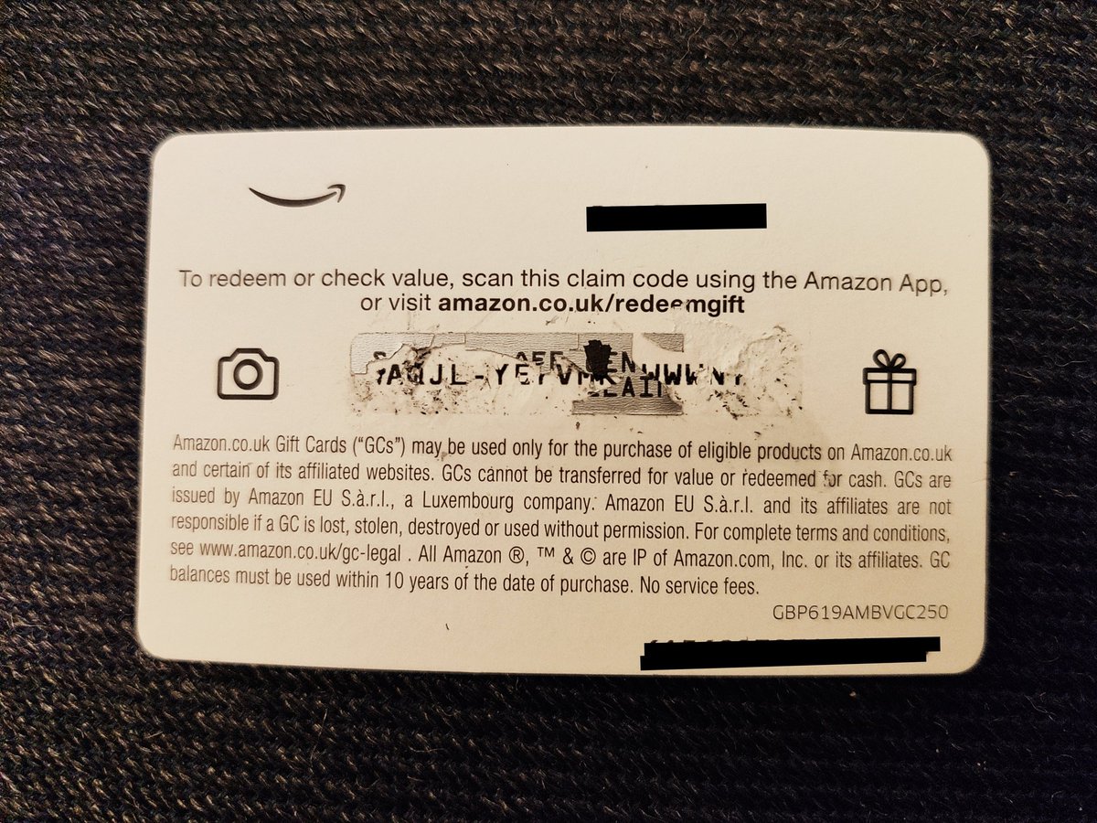 Patrick O Brien Son Gets An Amazonuk Gift Card For His Birthday But It S Impossible To Scratch Off Panel Without Making Code Underneath Impossible To Read And Amazon Website Says To