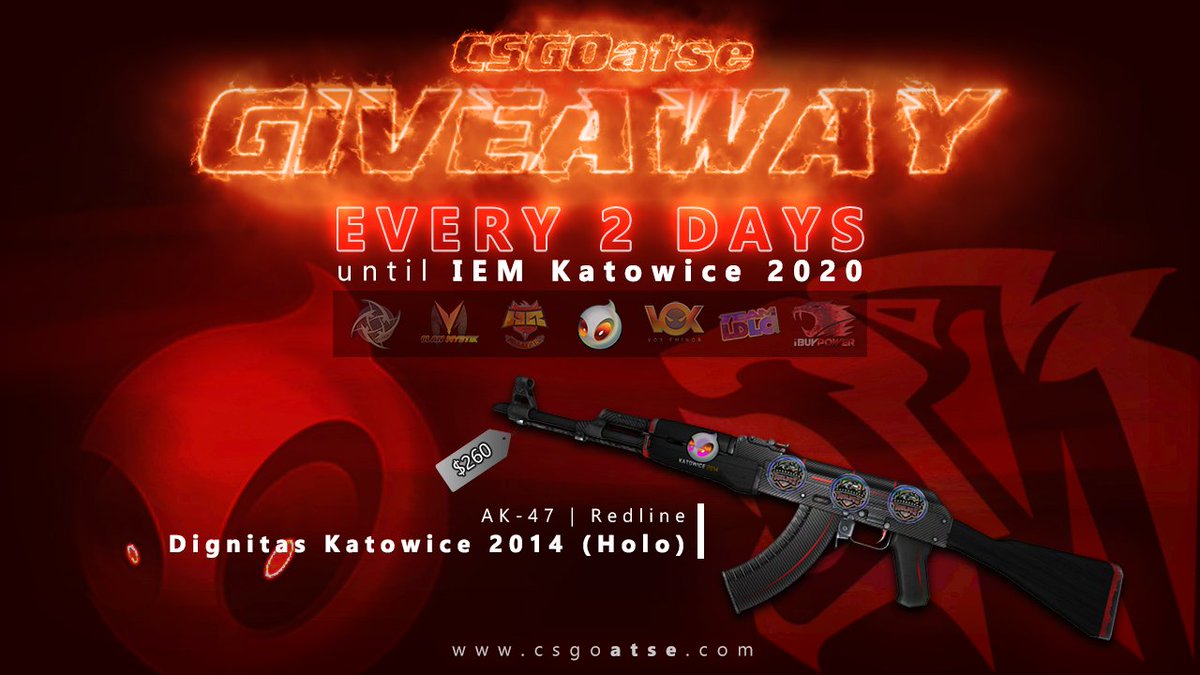 CSGOatsecom's tweet photo. 🔥 KATOWICE 2020 GIVEAWAY NR.4 🔥

To enter:

😈 Follow us
😈 Retweet
😈 Like
😈 Be registered on https://t.co/koK9V59Qsc 

The giveaway ends in 48h! https://t.co/xQx5sjPdE5