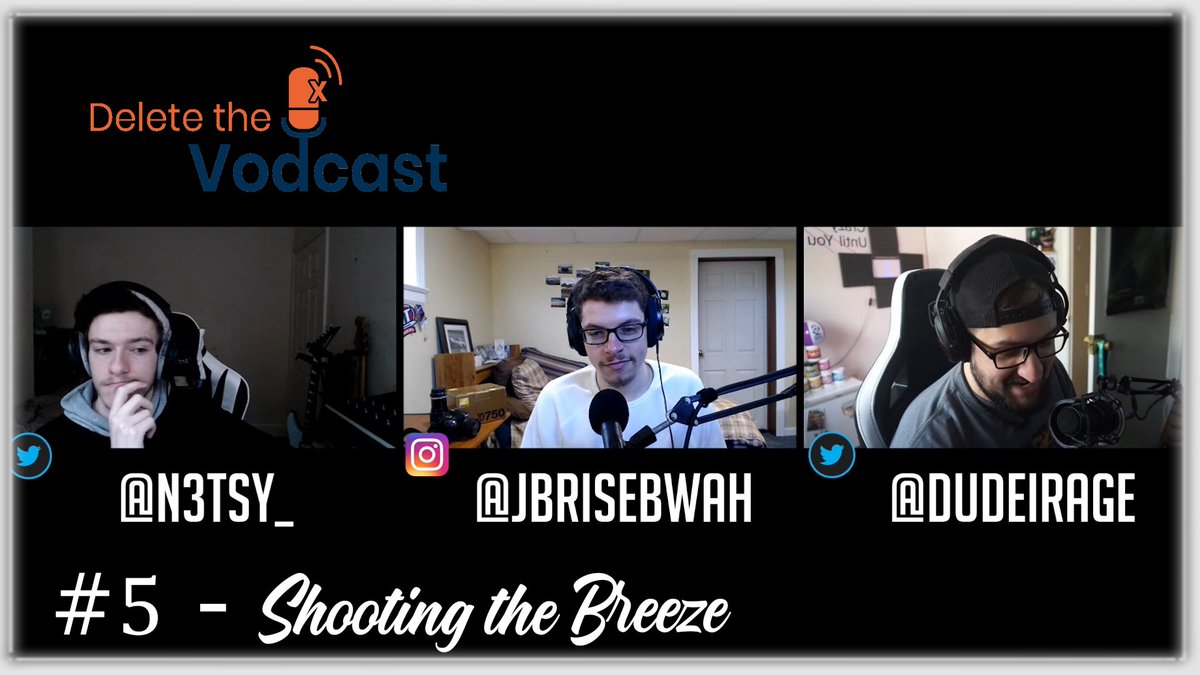 DudeIRage's tweet image. TOTALLY forgot to post this in the AM but here is episode 5 of the PODcast!

Shooting The Breeze! - Delete the VODcast - #5

This was out first LIVE episode &amp;amp; it went extremely well!

Hope you enjoy &amp;amp; sorry for the late post 😇😅

#Podcast 

bit.ly/38Dl9rM