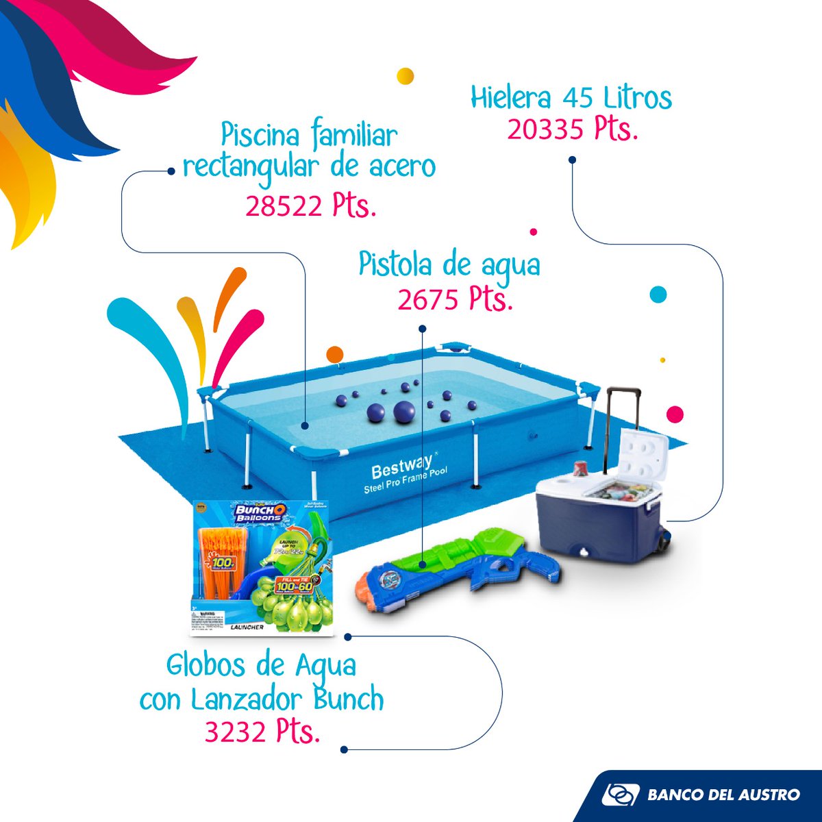 TarjetasBDA's tweet photo. Con #AustroClass todas tus transacciones con Tarjetas Banco del Austro te hacen ganar puntos que pueden ser canjeados por maravillosos premios.
Disfruta de las vacaciones🏝 y aprovecha de estos productos ideales para la temporada. https://t.co/8aI79wrbuY