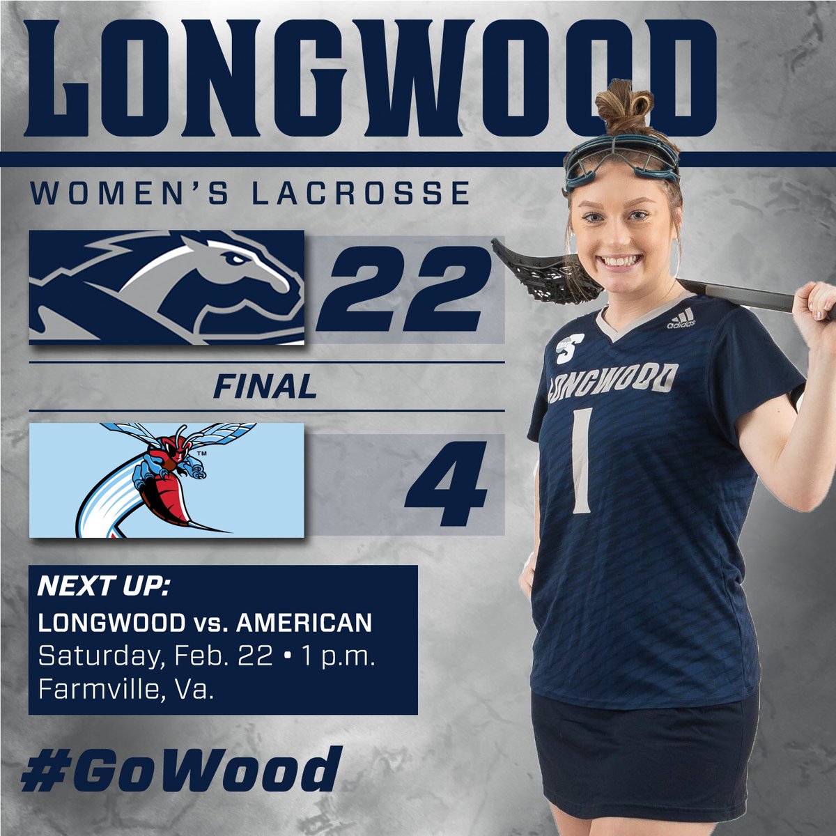 LongwoodLax's tweet photo. LANCERS WIN!! Seven different players scored for Longwood as they down Delaware State, 22-4 for their first win of the season! #GoWood https://t.co/1vKKNFeziD