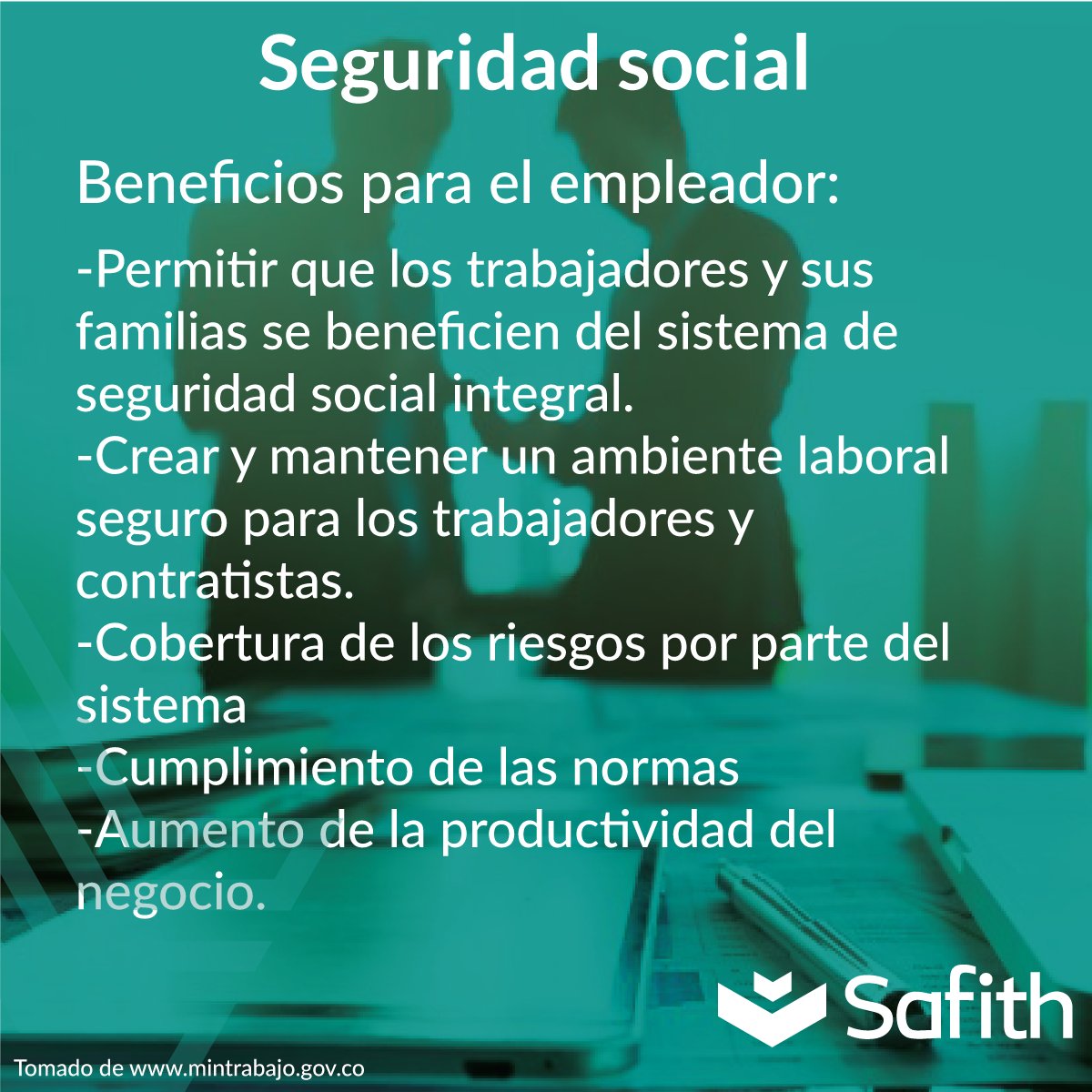 Datasofting's tweet image. El empleador debe cumplir los regímenes generales establecidos para pensiones, salud, riesgos laborales, subsidio familiar y los servicios sociales complementarios que se definen en la ley.