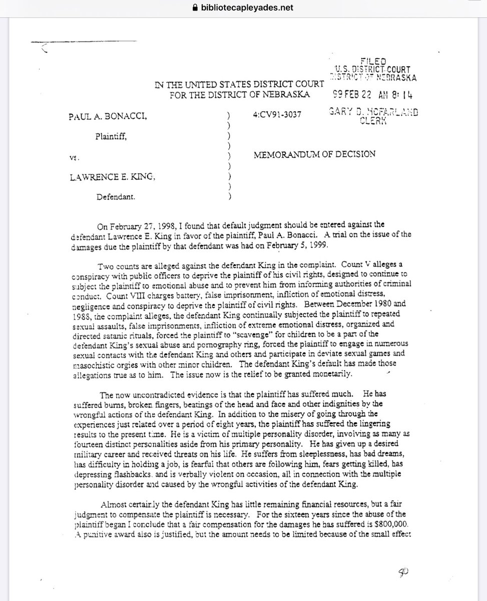 #PaulBonacci “Bonacci was awarded $800,000 by a judge in a lawsuit against Larry E. King, for sex abuse perpetrated against him when he was a child.” #ChildSexualAbuse #FranklinCoverUp @POTUS @TheJusticeDept