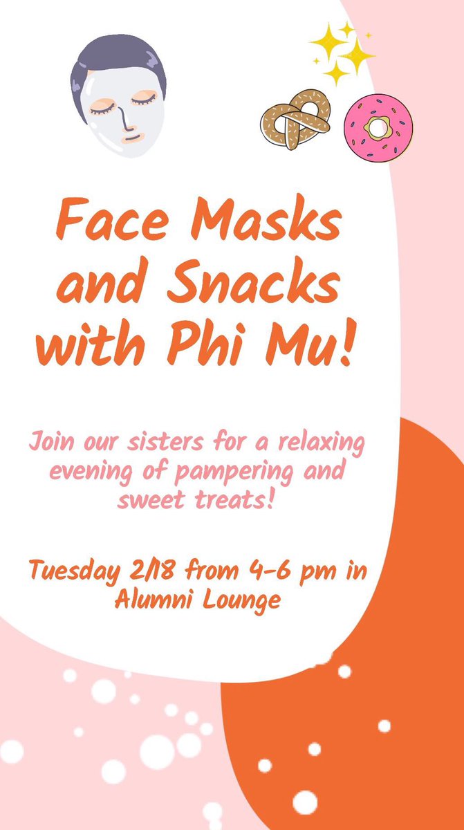 phimuac's tweet photo. Come by alumni lounge tomorrow at 4 to relax and get to know your favorite Phi Mu’s! We can’t wait to see your beautiful faces! 🌸🙆‍♀️💖 https://t.co/DhfKdzpxGO