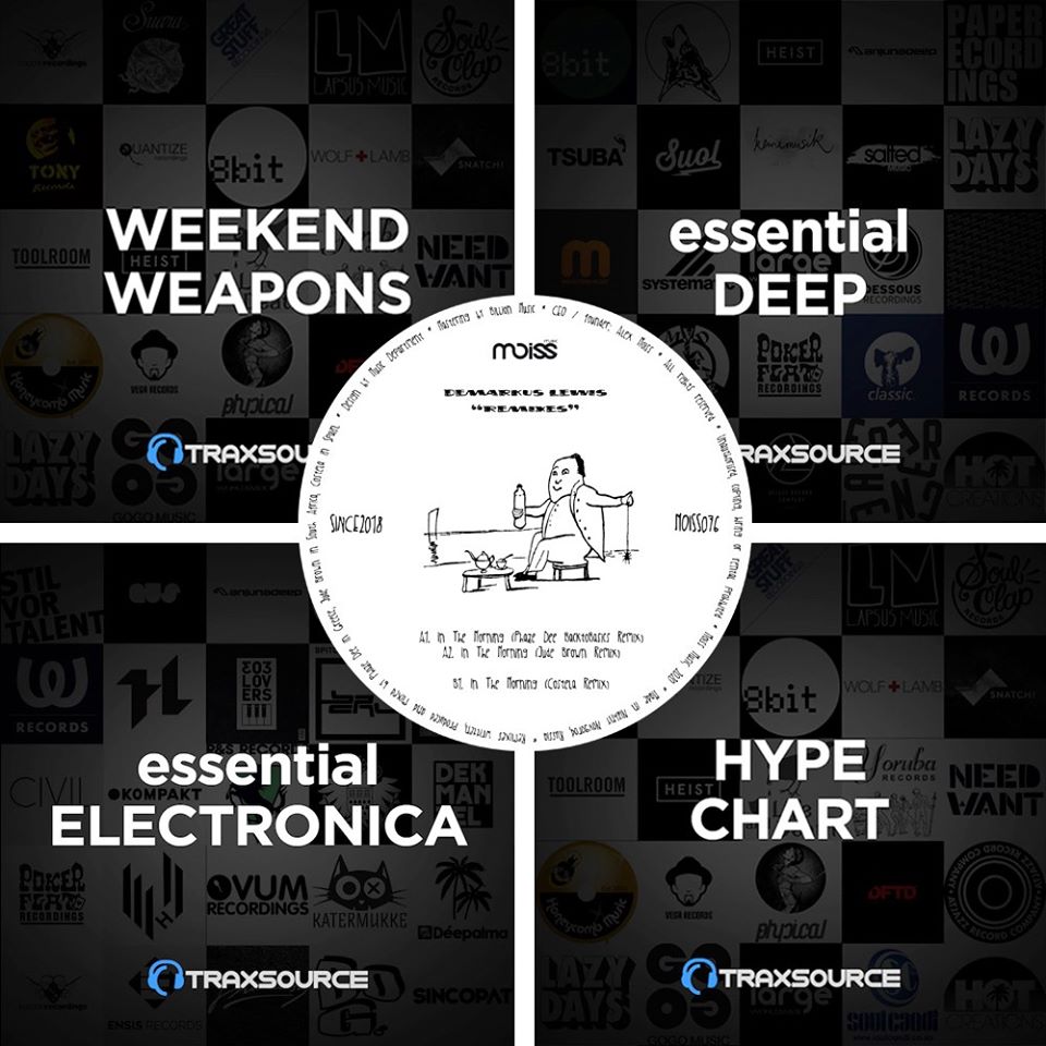 Phaze_Dee's tweet image. Thanks to Traxsource for the support!
#96 - Weekend Weapons;
#88- Hype Chart;
#12 - Essential Deep;
#13 - Essential Electronica.
Demarkus Lewis - Remixes
incl. remixes by Myself, Jude Brown and Costela.
#moissmusic #demarkuslewis #remixes
traxsource.com/title/1276356/…