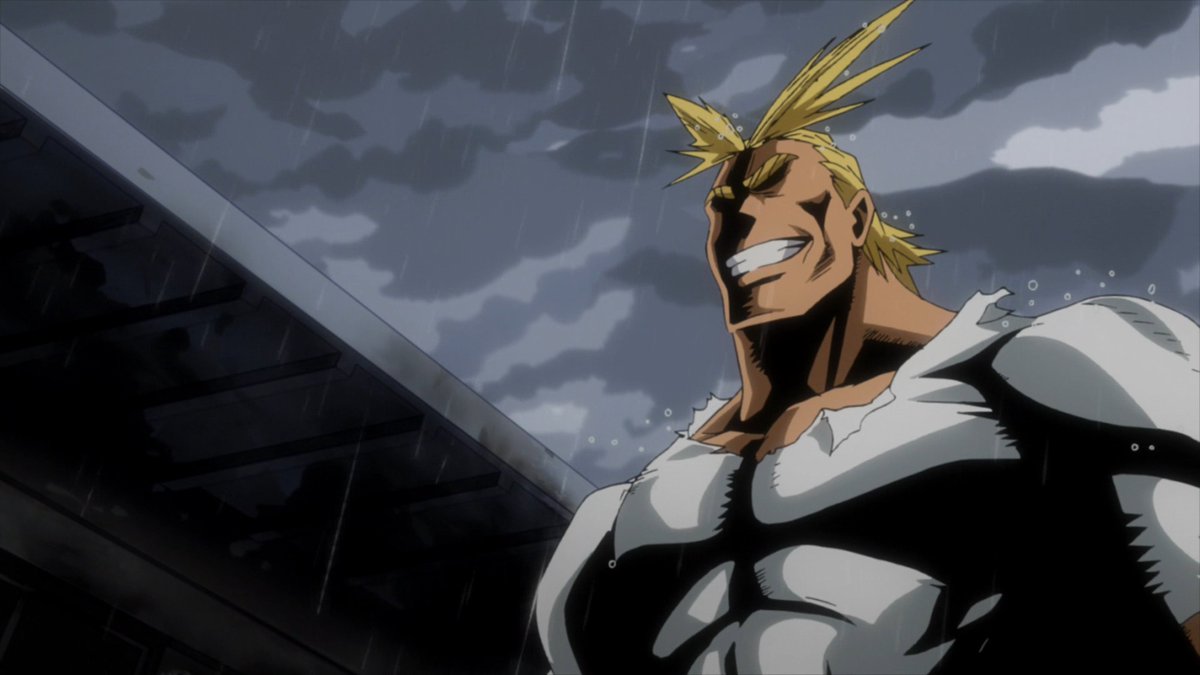 All Might smiling in the rain. That is all.