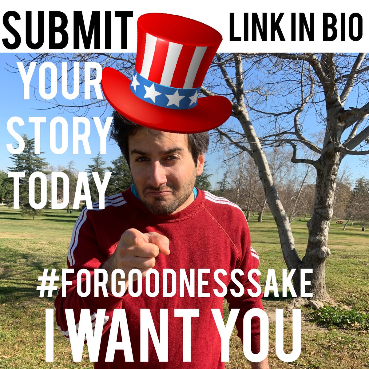 🇺🇲 I want YOU to submit your #forgoodnesssake story today! Submit your thought-provoking, hilarious and gut wrenching stories that explore how guilt, legacy, love, and intention affect how good we are and how bad we can be. 🇺🇲 LINK IN BIO