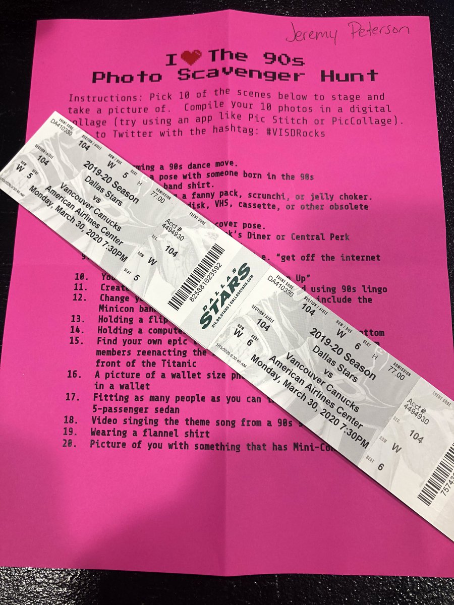 JJVandal's tweet image. Congrats to @Harbinger60 on scoring some hockey tickets courtesy of the @DallasStars! Thanks for playing, Coach Peterson! #VISDRocks