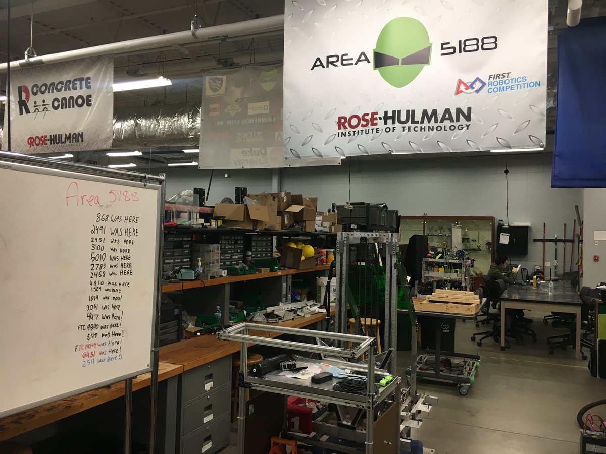 RoseHulmanBIC's tweet photo. Like robots?  So do we!  We host @Area5188 in the BIC. Several new ones added today - come visit and add your team to our list.  @RoseHulman @FIRSTINRobotics https://t.co/qX4idrS17V