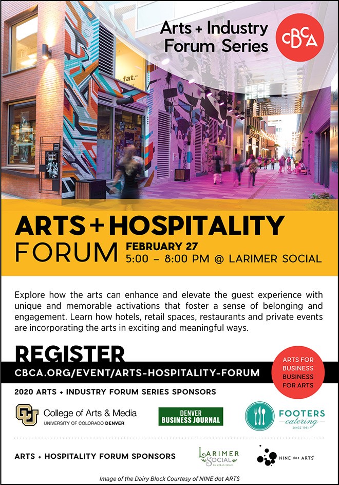 Learn how hotels, retail spaces, restaurants and private events are incorporating the arts in exciting and meaningful ways at CBCA's Arts + Hospitality Forum on Feb 27. Register today! cbca.org/event/arts-hos… #bizforarts #artsforbiz