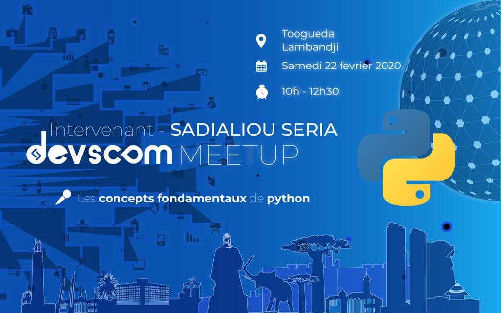 moudjames23's tweet photo. Prochain meetup de @DevscomGn, nous parlerons de Python.

Ça se passera à @TOogueda ce samedi à partir de 10h.

Rt apprécié.

#Workshop #Python #Devscom https://t.co/oBIS2IgZ7w