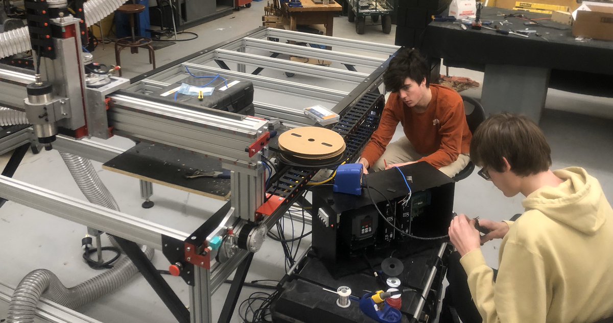 BVAHS_TECH_ED's tweet photo. Shout out to Bryce and Riley for working on the CNC router on their day off! #HappyPresidentsDay #bvaengineering #hml #bvaproud #eweek2020 #pltw https://t.co/oPiDrAo8xi