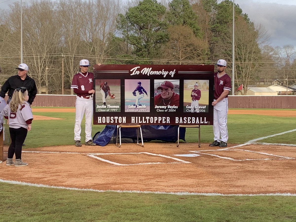 Tom_Eble's tweet photo. .@HHS_Baseball0 honoring the late Jeremy Voyles, a Chickasaw County deputy, former baseball ump, and Houston High School grad who passed away last year #WCBI https://t.co/pHdqw7VHAs