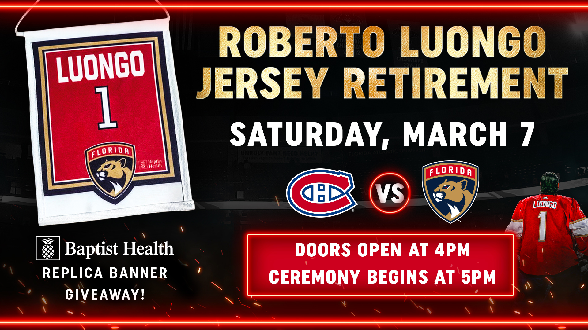 Florida Panthers will retire Roberto Luongo's No. 1 jersey