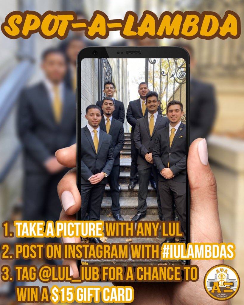 LUL_IUB's tweet photo. Starting today until Saturday 22nd you have the chance to win a $15 VISA gift card! Just take a picture with any LUL, share it on Instagram with #IULambdas, and tag our Instagram profile (@LUL_IUB) for a chance to win! ⚜️📸 https://t.co/D5vAMi9LtH