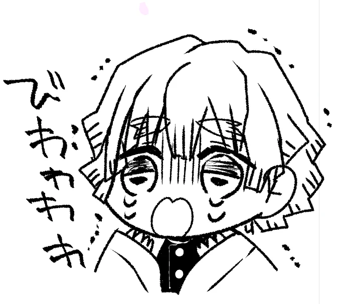 仕事の原稿が終わらなさ過ぎてすみっこに描いてた我妻 