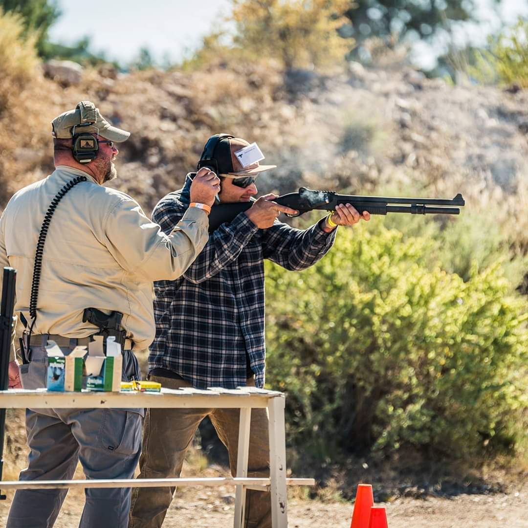 VangComp's tweet image. The smile says it all. ⁠
Pump guns are fun, and VCS makes them even more fun.⁠
-VCS 870 Police Magnum with Ghost Ring Sights at last year's GAS Match.⁠
#VangComp #Gunsite #2a #freedom #America