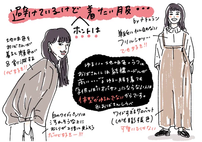 ゆるくて落ち着いた色の服を着てもちゃんと大人可愛いってすごい事なんや、、、

#ほっこりおばさんファッション 