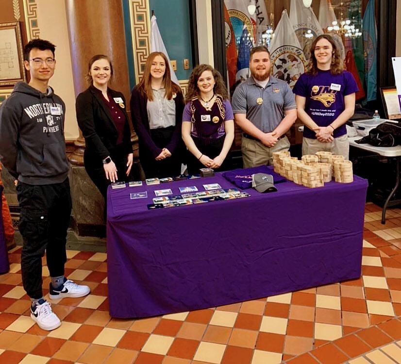 GrafxUni's tweet photo. Did somebody say #UNIDay?? 💜💛
The Department of Technology was represented by students from a variety of majors at the Iowa State Capitol building today, including work produced by us and Panther Products! #PantherPride @northerniowa https://t.co/17iwe3Or6W