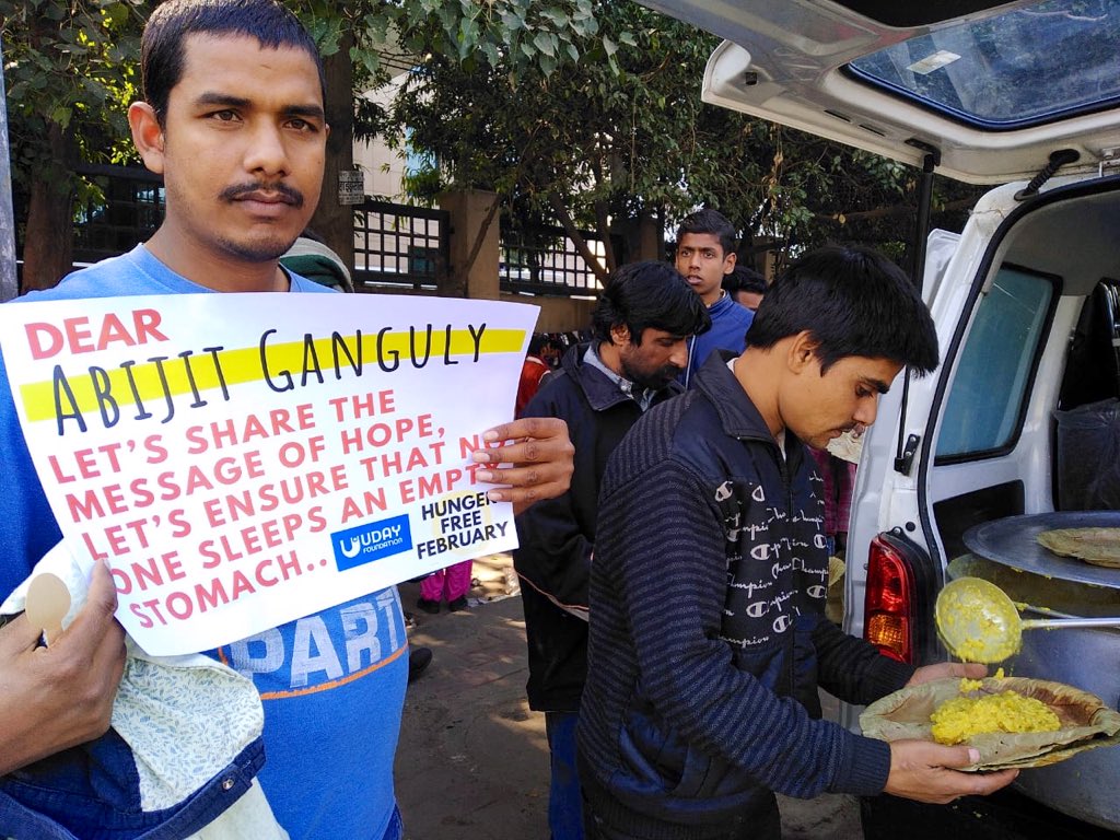 udayfoundation's tweet photo. Dear @AbijitG Thousands of poor patients &amp; their attendants sleep hungry outside hospitals every night. This February, let’s share the message of hope and ensure that no one sleeps with an empty stomach. Please spread the word. Link: https://t.co/RBjlTjDCnA #HungerFreeFebruary https://t.co/WHq4Wcjrqn
