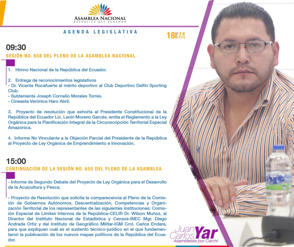 #Agenda #Martes #18Feb2000  en la Asamblea Nacional del Ecuador