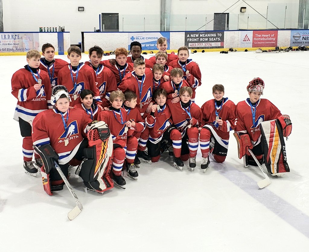 LisaLongball's tweet photo. The boys fought hard in the #AlbertaWinterGames Gold Medal round. They won silver! 🥈 Congratulations to Zone 7! The medal ceremonies were extremely special! Huge thank you to the city of #Airdrie for your hospitality & congratulations to all the participants in all sports!❤👍🥳 https://t.co/c9iG2VscmR