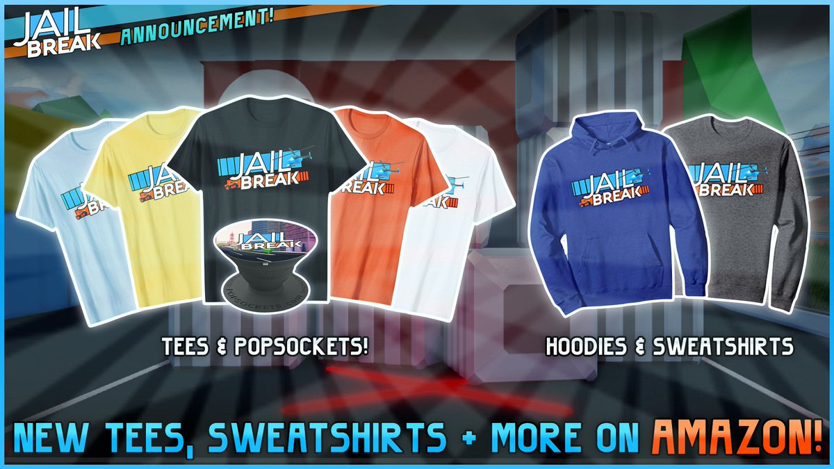Badimo On Twitter We Ve Worked With Roblox To Sell Jailbreak Tees Hoodies Sweatshirts And Popsockets On Amazon We Re Really Excited To Be Found On A Place Like Amazon Here S - amazon logo roblox