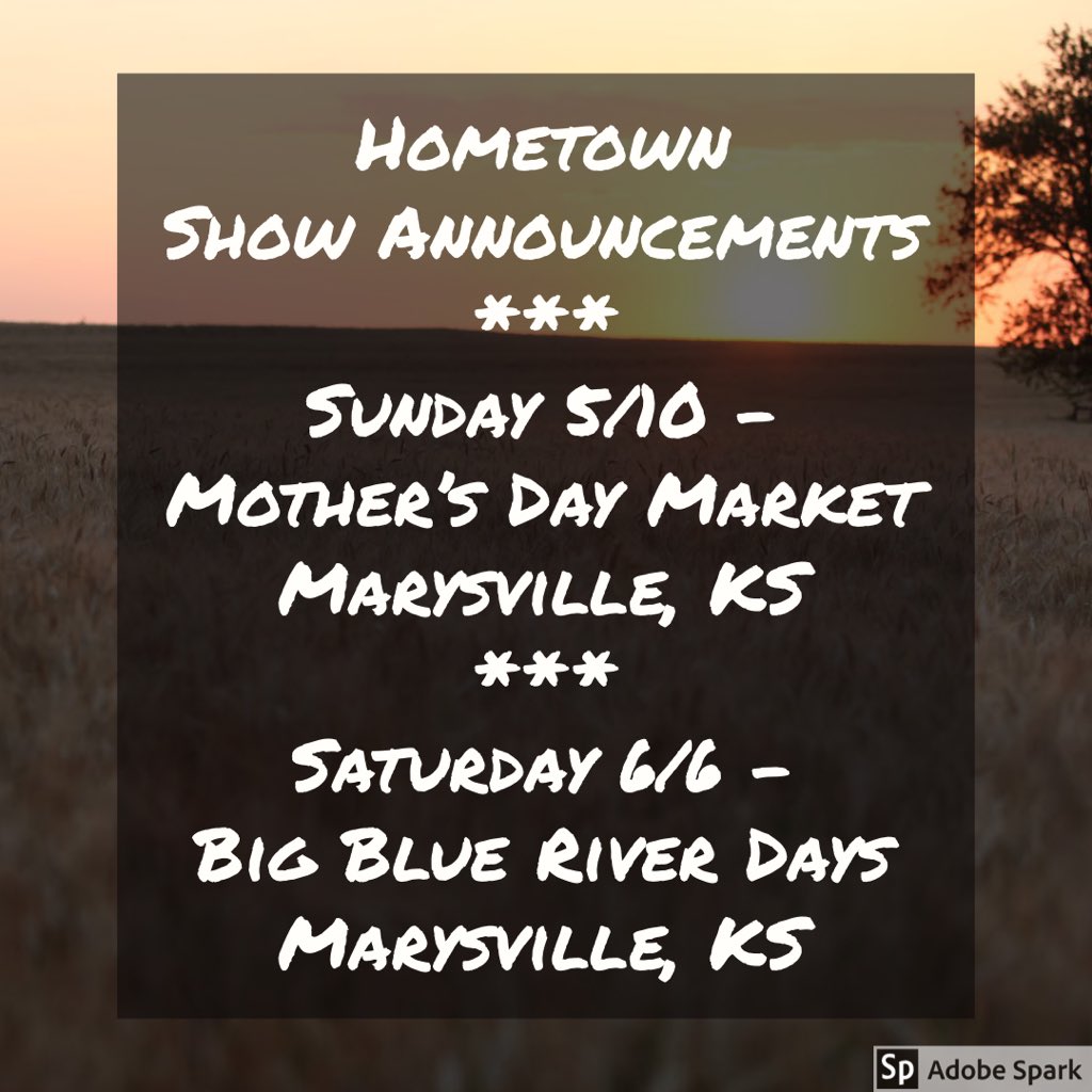 BrytonStoll's tweet photo. Some more show announcements for #MusicMonday!
I’ll be headed back home to Marysville for a couple of shows as we turn spring into summer this year. I can’t wait! #HeartlandTroubadour
#KansasMusic #KansasCountry #MidwestMusicScene #Songwriter https://t.co/2jxMVxMjZh
