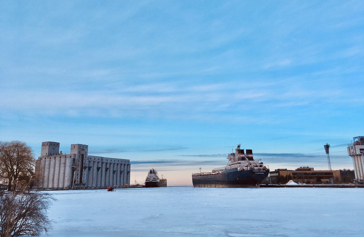 Sunset stroll tonight along the frozen harbour. One ice fishing hut but otherwise very quiet. #owensound #georgianbay