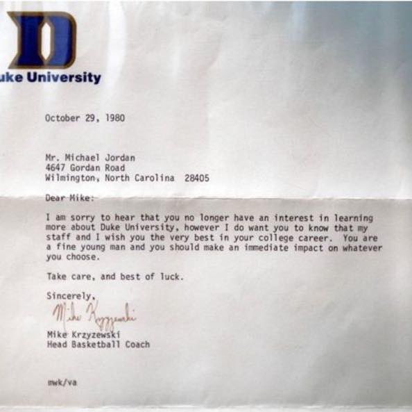 Coach K to Michael Jordan after he leaned away from the Blue Devils. Happy birthday to the   
