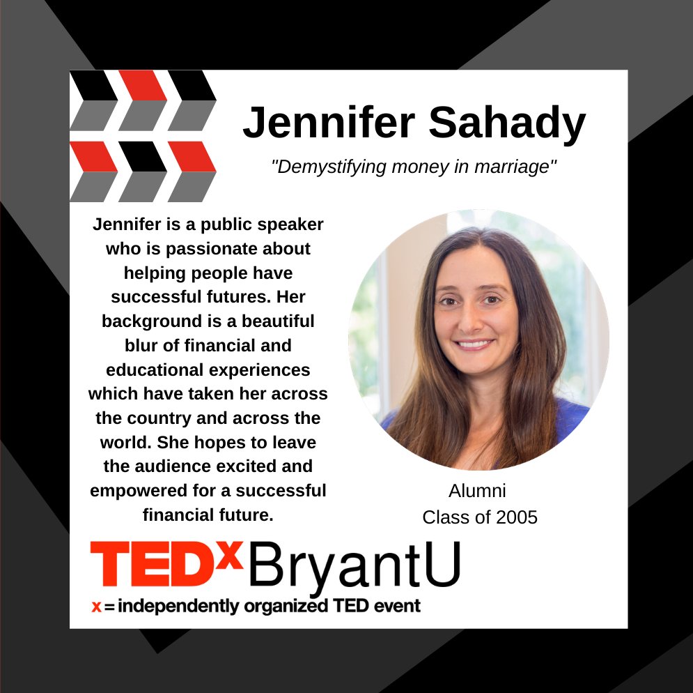 Less than 5 days until alumni Jennifer Sahady speaks on the TEDxBryantU stage <a href="/BryantUniv/">Bryant University</a>! Don't miss out on the chance to see Jennifer and other amazing speakers. Use the link in our Bio to register before it is too late.