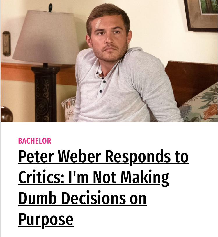 RosesTearsDrama's tweet photo. Funniest headline of the week, courtesy of Us Magazine:
#TheBachelor #BachelorNation 
😄😄😄 https://t.co/nvssRO2gio