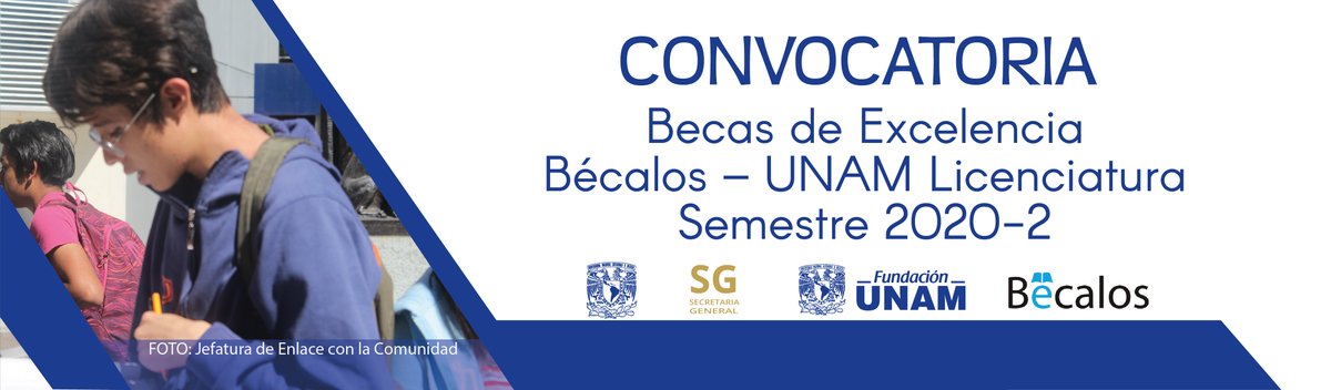 BecariosUNAM's tweet photo. Ya se encuentra abierta la convocatoria para Beca de Excelencia Bécalos-UNAM para Licenciatura Semestre 2020-2, ingresa al portal del becario y ¡¡¡Registrate!!! https://t.co/0jq94wbU3l https://t.co/aV693Iwhlc