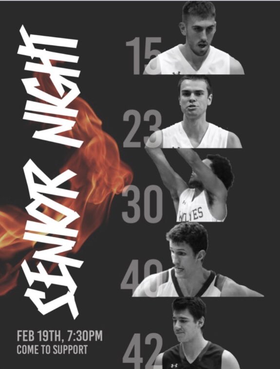 Stritchmbball's tweet photo. Senior night for these 5 this Wednesday at 7:30pm. Come out and support as they take the court for the last time 🐺 https://t.co/pSwcIrV76q